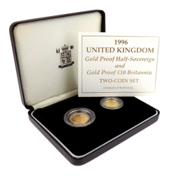 Pre-Owned 1996 Gold Proof Half Sovereign & 1/10oz Britannia 2-Coin Set
