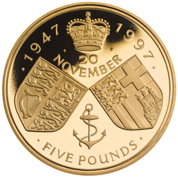 Pre-Owned 1997 Golden Wedding Anniversary Proof Gold £5 Coin