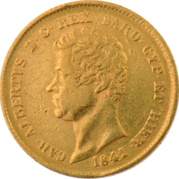 Pre-Owned 1841 Kingdom of Sardinia 20 Lira Gold Coin