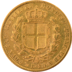 Pre-Owned 1841 Kingdom of Sardinia 20 Lira Gold Coin