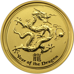 Pre-Owned 2012 Australian Lunar Dragon 1/10oz Gold Coin