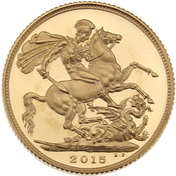 Pre-Owned 2015 UK 'Fourth Portrait' Full Sovereign Proof Gold Coin