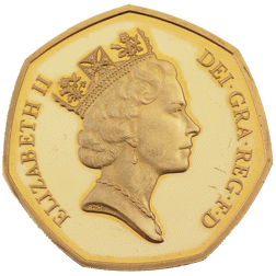Pre-Owned UK 1992-1993 EEC 50p Gold Proof Design Gold Coin