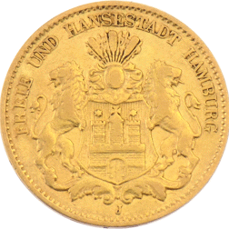 Pre-owned 10 Mark German Hamburg States Gold Coin - Mixed Dates
