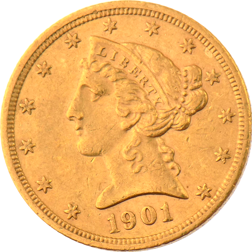 Pre-Owned 1901 USA Five Dollar Gold Coin