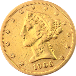 Pre-Owned 1906 USA Five Dollar Gold Coin