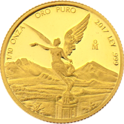 Pre-Owned 2017 Mexican Libertad Proof Design 1/10oz Gold Coin