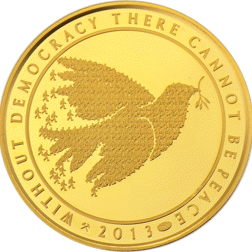 Pre-Owned 2013 Nelson Mandela Democracy Peace Gold Medallion