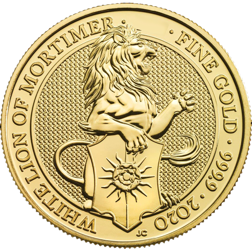 Pre-Owned 2020 UK Queen’s Beasts The White Lion of Mortimer 1/4oz Gold Coin