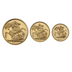 Pre-Owned 2011 UK Double, Full, and Half Sovereign Proof Gold 3-Coin Collection