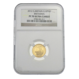 Pre-Owned 2012 UK Britannia 1/10oz Gold Coin NGC Graded PF70 Ultra Cameo 3784182-311