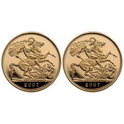 Pre-Owned 2007 UK Full and Half Sovereign Proof Gold 2-Coin Set