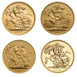Pre-Owned UK Queen Elizabeth II Sovereign Portrait Gold 4-Coin Collection