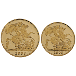 Pre-Owned 2008 UK Full and Half Sovereign Proof Gold 2-Coin Set