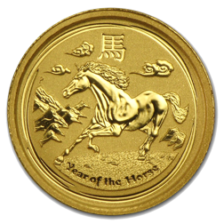 Pre-Owned 2014 Australian Lunar Horse 1/20oz Gold Coin