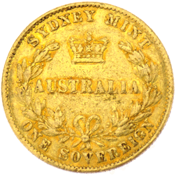 Pre-owned 1863 Australian Mint Full Sovereign Gold Coin