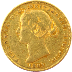 Pre-owned 1863 Australian Mint Full Sovereign Gold Coin