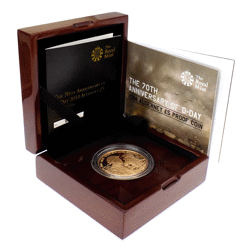 Pre-owned 2014 UK The 70th Anniversary of D-Day Alderney £5 Gold Coin
