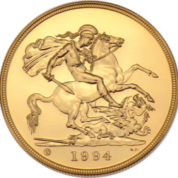 Pre-Owned 1994 Brilliant Uncirculated £5 Gold Coin
