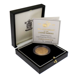 Pre-Owned 1945 - 1995 50th Anniversary of the United Nations Proof £2 Gold Coin