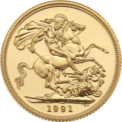 Pre-Owned 1991 UK Full Sovereign Proof Gold Coin