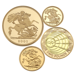 Pre-Owned 2001 UK Sovereign Gold Proof 4-Coin Collection