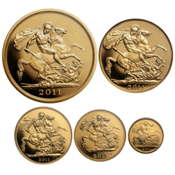 Pre-Owned 2011 UK Proof Sovereign Gold 5-Coin Collection