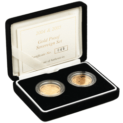 Pre-Owned 2004 and 2005 UK Full Sovereign Proof Gold 2-Coin Set