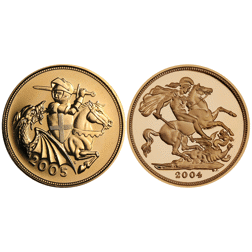 Pre-Owned 2004 and 2005 UK Full Sovereign Proof Gold 2-Coin Set