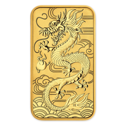 Pre-Owned 2018 Australian Dragon Rectangular 1oz Gold Coin