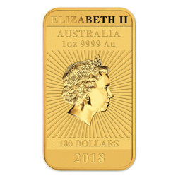 Pre-Owned 2018 Australian Dragon Rectangular 1oz Gold Coin