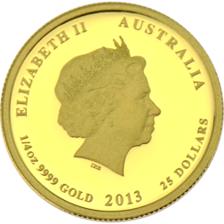 Pre-Owned 2013 1/4oz Australian Lunar Snake Proof Gold Coin