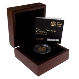 Pre-Owned 2019 UK Quarter Sovereign Proof Gold Coin
