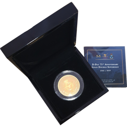 Pre-Owned 2019 Alderney 75th Anniversary of D-Day Double Sovereign Gold Proof Coin