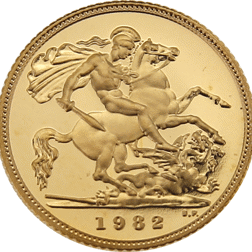 Pre-Owned 1982 UK Half Sovereign Proof Gold Coin
