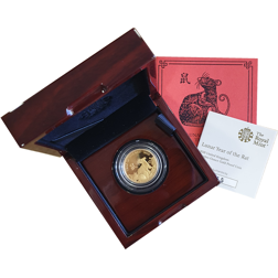 Pre-Owned 2020 UK Lunar Rat 1/4oz Gold Proof Coin