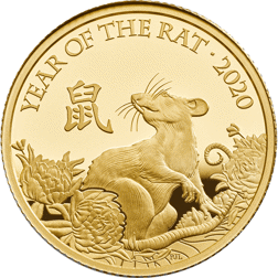 Pre-Owned 2020 UK Lunar Rat 1/4oz Gold Proof Coin