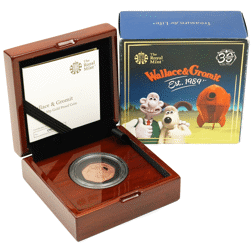 Pre-Owned 2019 UK Royal Mint Wallace and Gromit 50p Gold Proof Coin