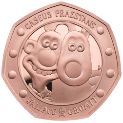 Pre-Owned 2019 UK Royal Mint Wallace and Gromit 50p Proof Gold Coin