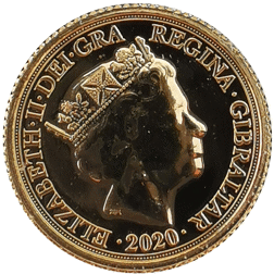 Pre-Owned 2020 Gibraltar Brilliant Uncirculated Quarter Sovereign Gold Coin