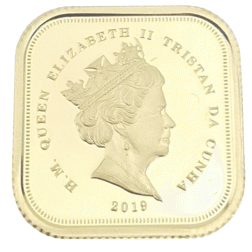 Pre-Owned 2019 Tristan da Cunha Four-Sided Quarter Sovereign Gold Coin