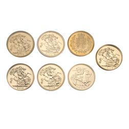 Pre-Owned 2000-2006 UK Full Sovereign Gold 7 Coin Collection