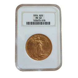 Pre-Owned 1924 USA St Gaudens Double Eagle $20 Gold Coin NGC Graded MS 62 - 103673-018