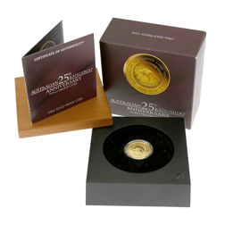Pre-Owned 1989-2014 Australian Kangaroo 25th Anniversary Proof 1/4oz Gold Coin