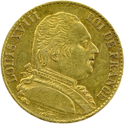 Pre-Owned 1814 Louis XVIII French 20 Franc Gold Coin