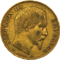 Pre-Owned 1860 French 20 Francs Napoleon III Gold Coin