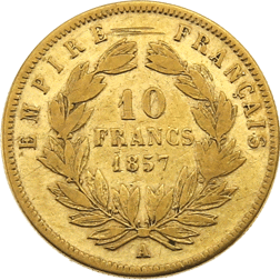 Pre-Owned 1857 French 10 Francs Napoleon III Gold Coin
