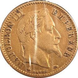 Pre-Owned 1868 French 10 Franc Napoleon III Gold Coin