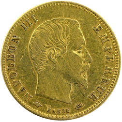 Pre-Owned 1859 French 5 Francs Napoleon III Gold Coin