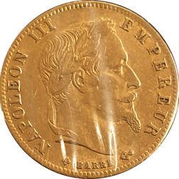 Pre-Owned 1868 French 5 Francs Napoleon III Gold Coin
